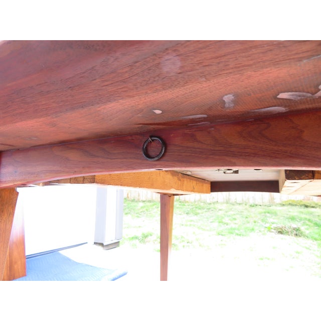 Vintage Mid Century Walnut Extending Dining Table W/ Leaves by Ace Hi Furniture For Sale - Image 9 of 13