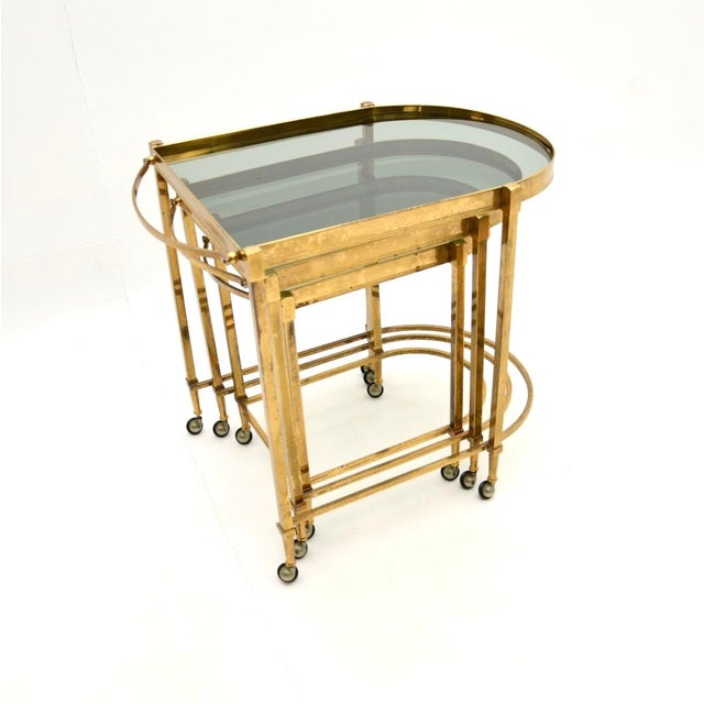 Vintage Italian Nesting Tables in Brass, 1970s, Set of 3 For Sale - Image 11 of 11
