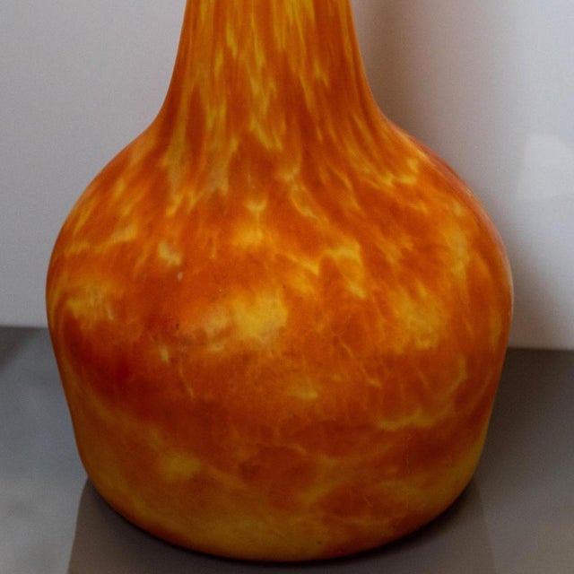 Orange One of Four Large Soliflore Vases in Orange Pâte De Verre from Daum, France, 1970s For Sale - Image 8 of 16