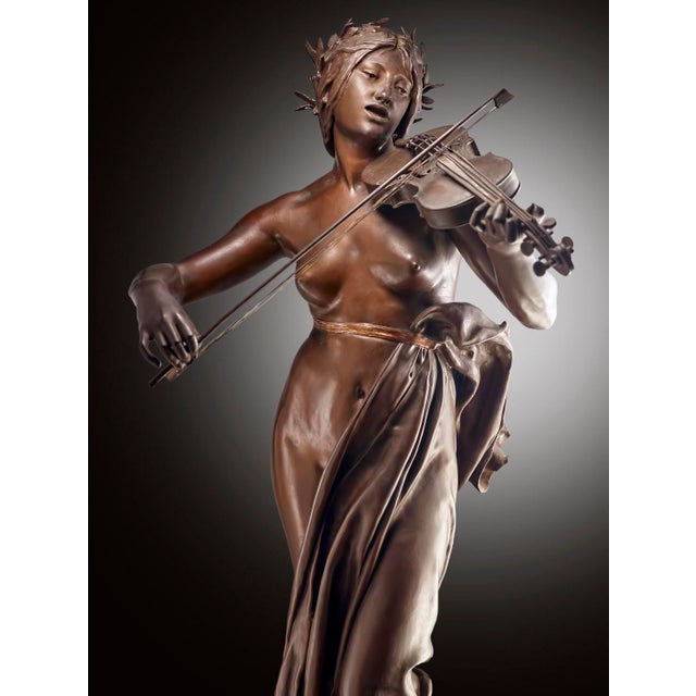 E. Delaplanche, Allegory of Music, 1800s, Bronze For Sale - Image 3 of 15