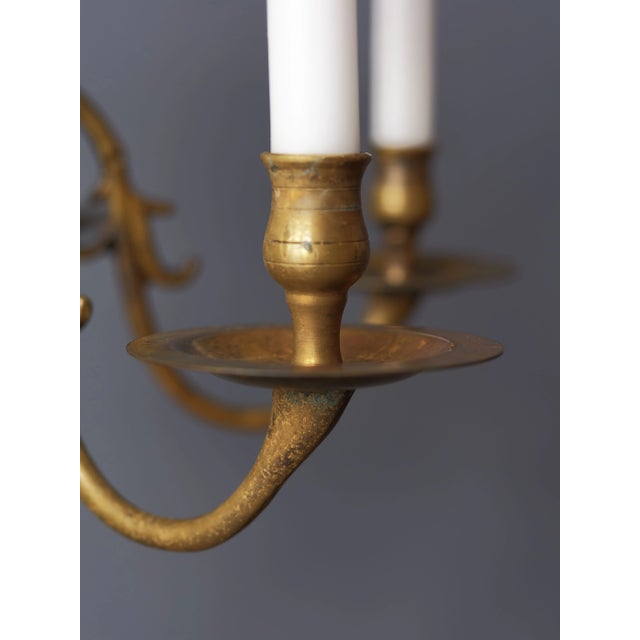 18th Century Dutch Brass Candle Chandelier For Sale - Image 9 of 12