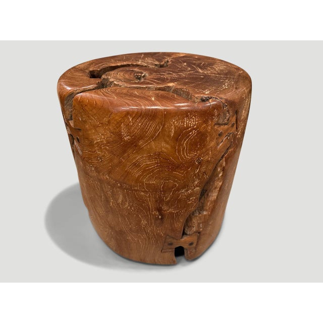 Andrianna Shamaris Century Old Teak Wood Side Table For Sale - Image 16 of 18