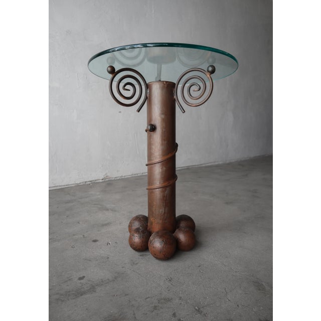 Brown Forged Iron and Glass Side Table by Carlos De Anda For Sale - Image 8 of 8
