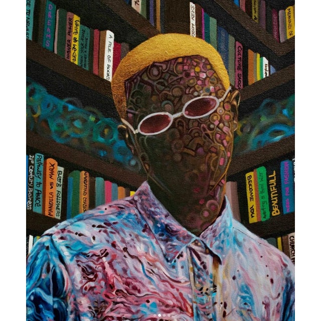 This painting, the first in a series of self-portraits, offers a commentary on education, challenging conventional ideas...