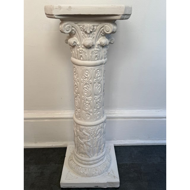 Vintage 1980s Romanesque Hunt Design Column Pedestal Plant Stand For Sale - Image 6 of 16