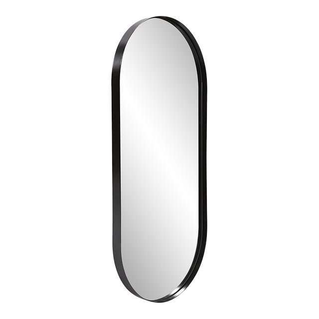 Steele Capsule Mirror in Brushed Black For Sale
