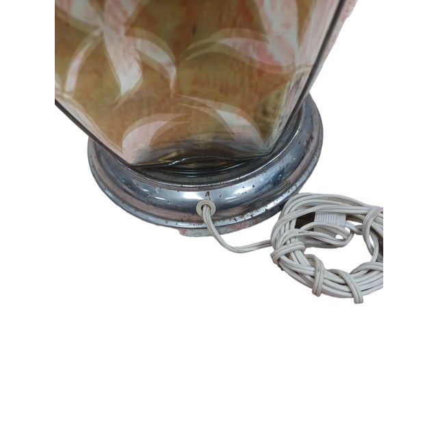 Vintage Mid 20th Century Floral Detail Mercury Glass Table Lamp For Sale - Image 4 of 5