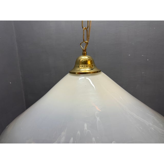 Mid-Century White Murano Glass Pendant Light with Black Rim, Italy, 1970s For Sale - Image 12 of 14
