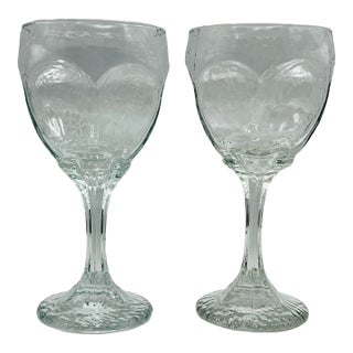 1980s “Chivalry” Textured Wine Glasses- A Pair For Sale