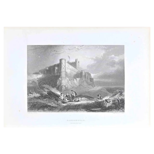 George Balmer, Bamborough (from the North West), Lithograph, 19th Century For Sale