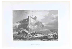 George Balmer, Bamborough (from the North West), Lithograph, 19th Century