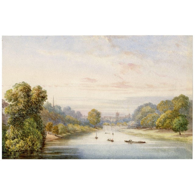 Unknown, Looking to Kensington Palace from the Bridge over the Serpentine, London, Watercolour For Sale - Image 3 of 7