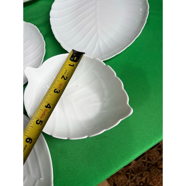 Glass 1970s Collection of Milk Glass Leaf Design Serving Dishes- Set of 14 For Sale - Image 7 of 12