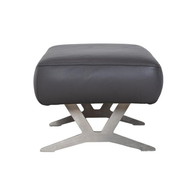 Monroe Ottoman in Grey Leather from Koinor For Sale - Image 6 of 8