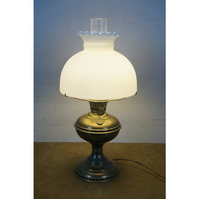 Aladdin Co. Antique Aladdin Mantle Lamp Co Brass Converted Hurricane Oil Lantern Lamp 20" For Sale - Image 4 of 18