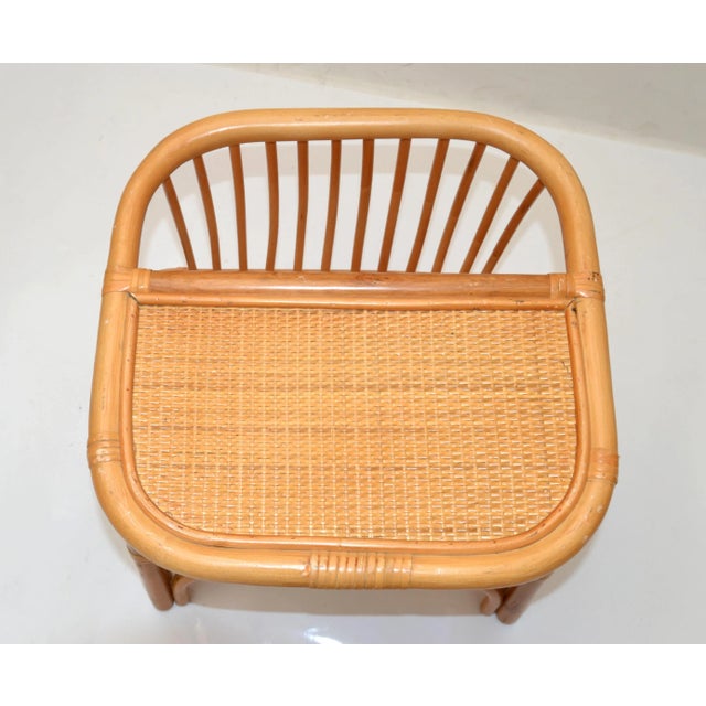 Wood Bohemian Mid-Century Modern Handcrafted Bamboo & Cane Magazine Rack Side Table For Sale - Image 7 of 11