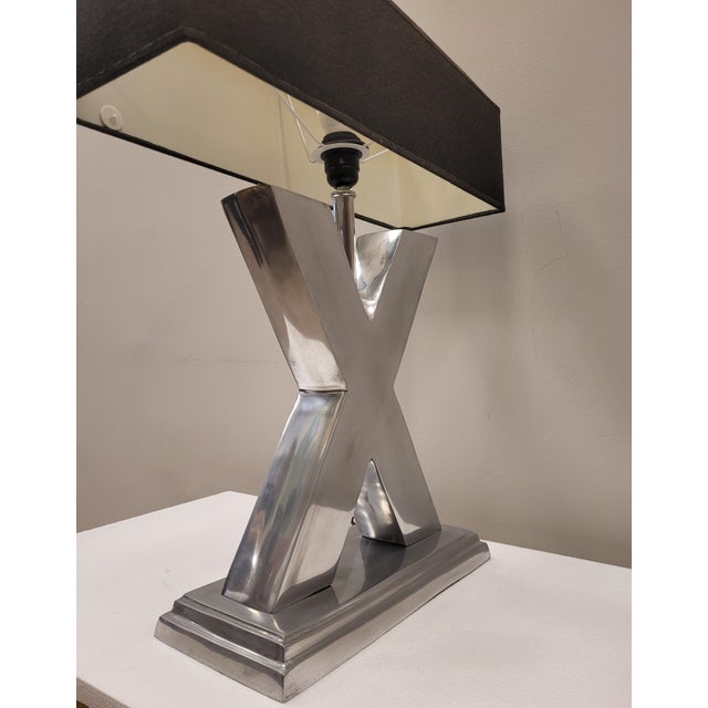 Metal Mid-Century French Lamp in Steel For Sale - Image 7 of 18