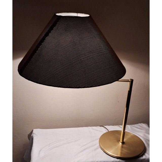 Vintage Brass Table Lamp with Handmade Faux Leather Swivel Shade, 1970s For Sale - Image 11 of 16