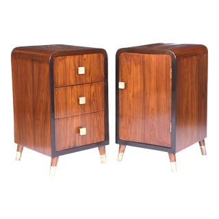 1970s Pair of Teak and Rosewood Bedside Tables, Mid-Century Modern For Sale