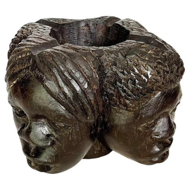 Wooden Ashtray with Sculpted Heads, France, 1950s For Sale - Image 13 of 13