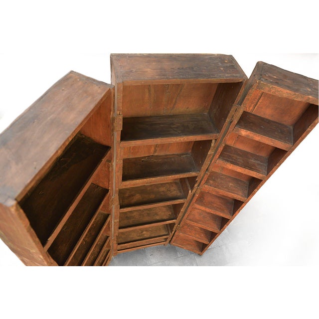 Wood Wooden Triple Bookcase, 1940s For Sale - Image 7 of 8