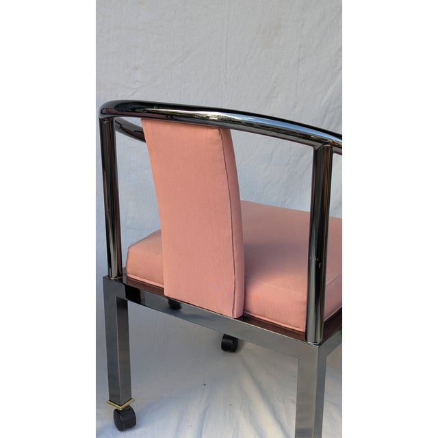 Pair of 1985 Design Institute of America Chrome Ming Armchairs on Casters For Sale - Image 9 of 12