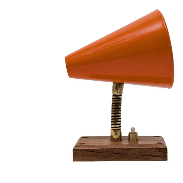 1960's Danish Mid-Century Modern Orange Metal Cone Wall Sconce For Sale