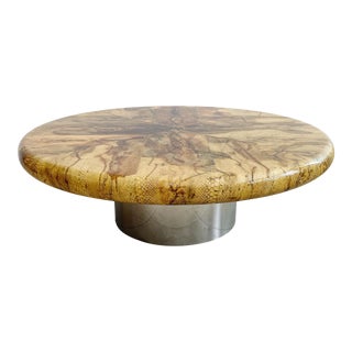Vintage Snakeskin Coffee Table on Steel Base For Sale