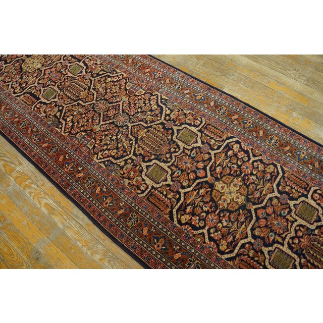 1920s Black Geometric Antique Persian Sarouk Rug 2' 7'' X 19' 0'' Handknotted Wool Carpet For Sale - Image 18 of 18