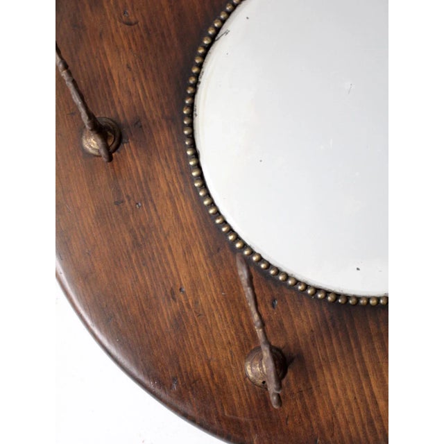 Early 20th Century Antique Hall Mirror With Hooks For Sale - Image 5 of 11