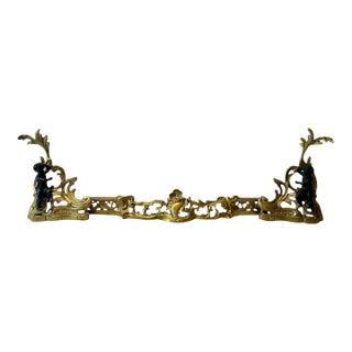 19th Century French Louis XV Style Bronze Ormolu Chenets Fender Set For Sale