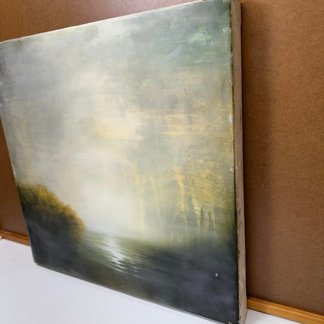 Hiro Yokose Landscape Painting Oil Wax Encaustic Signed Dated 2001 #3448 19 X 19 For Sale - Image 11 of 18