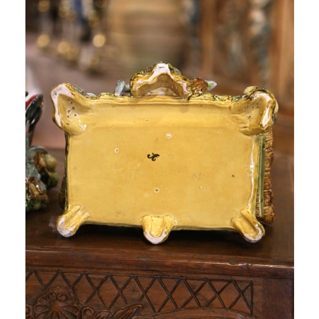 Pair 19th Century French Palissy-Style Barbotine Majolica Bird Jardinières For Sale - Image 11 of 13