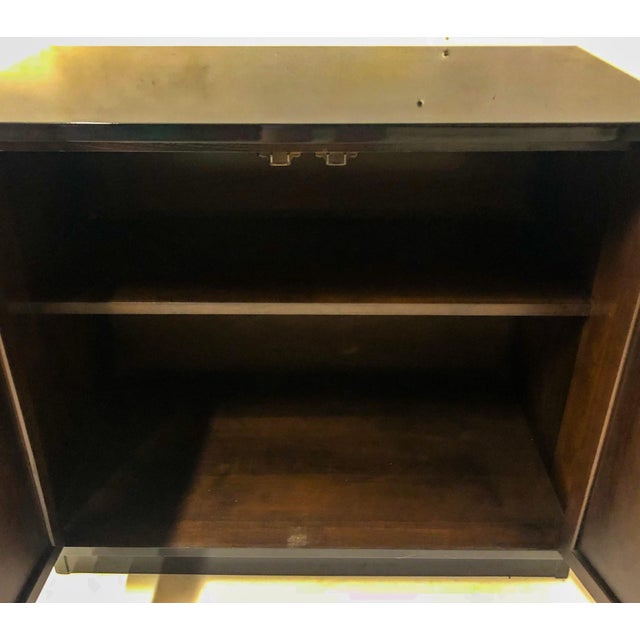 Lane Furniture Mid-Century Modern Ebonized Basketweave Cabinets Attributed to Lane - Pair For Sale - Image 4 of 5