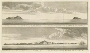 Jakob van der Schley, View of the N. W. Side of Saypan and One of the Ladrones Islands, 1757, Print