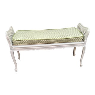 Vintage French Provincial Cane Bench For Sale