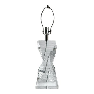1970s Lucite Helix Spiral Table Lamp For Sale