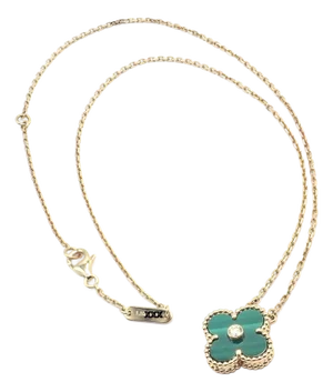 Van Cleef & Arpels Diamond Vintage Alhambra Malachite Holiday 2013 Necklace