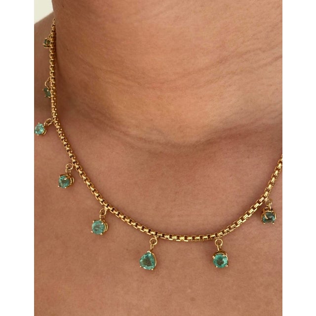 Emerald Fringe Necklace, 14k Gold For Sale In New York - Image 6 of 14