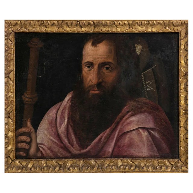 Italian School Artist, Apostle, 17th Century, Oil on Wood, Framed For Sale