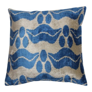 Contemporary Silk Velvet Ikat Pillow Cover Bohemian Pillow For Sale