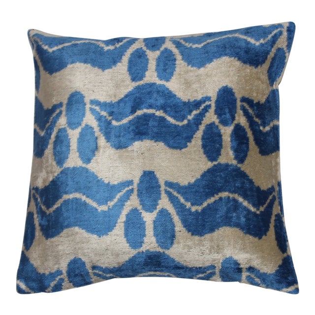 Contemporary Silk Velvet Ikat Pillow Cover Bohemian Pillow For Sale