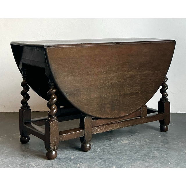 Wood Vintage Barley Twist Gate Leg Table For Sale - Image 7 of 13