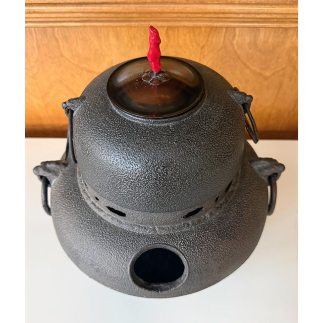 Fine Japanese Cast Iron Chagama Set for Tea Ceremoney For Sale - Image 4 of 16