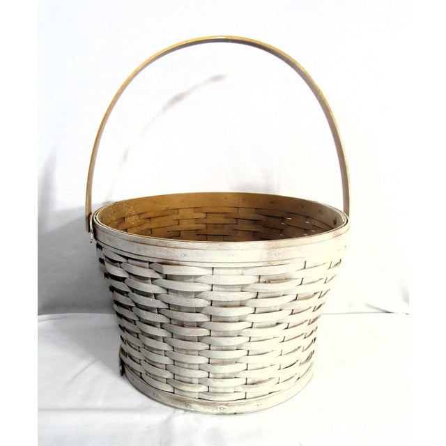 Vintage Longaberger Wood Planter Basket 12" White Washed For Sale - Image 9 of 13