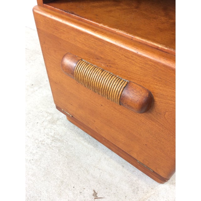 Mid Century Modern Nightstand With Drawer & Drop Front Cabinet by Heywood Wakefield For Sale - Image 12 of 17