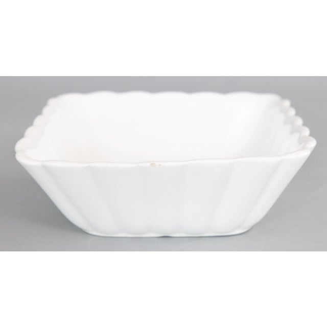 Farmhouse Antique English White Ironstone Fluted Square Bowl For Sale - Image 3 of 8
