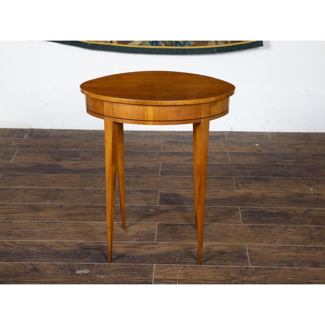 Brown French Neoclassical Style 19th Century Walnut Table with Oval Top, Tapered Legs For Sale - Image 8 of 12