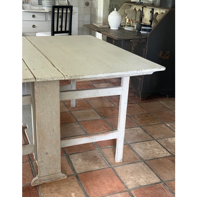 Ivory Gustavian Folding Table, 1800s For Sale - Image 8 of 10
