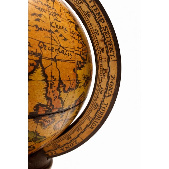 Vintage Italian Decorative Desktop Globe with Fiammato Wood Base, 1970s For Sale - Image 4 of 9